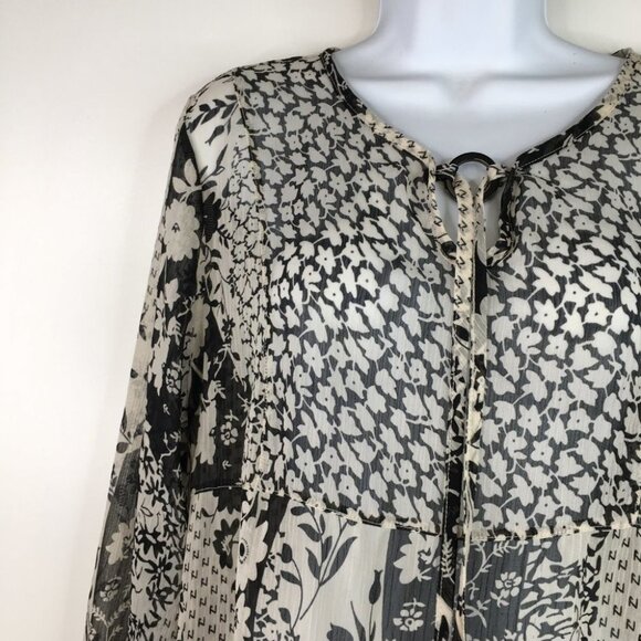 Susan Graver Sheer Tunic Blouse Long Sleeves Ruffled Size M - Picture 4 of 7